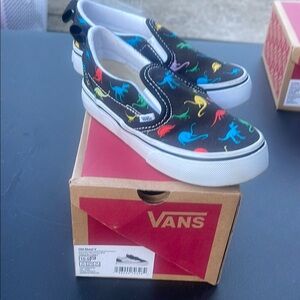 Vans Kids Slip-On Sneakers - Black with Multicolor Dinosaurs